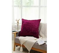 24inch - Set Of 2 Plain Crushed Velvet Cushion Cover with Filled Hollow Fiber Piped Edges | Pillow Case Decorative Sofa Square Pillowcase for Home Garden Décor| 60cm x 60cm - (Pack of 2) (Burgundy))