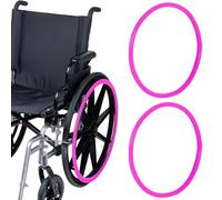 24inch Silicone Wheelchair Push Rim Covers, Non-Slip Wear-Resistant Hand Push Cover, Wheelchair Handrim Covers, Wheelchair Rear Wheel Cover for Improve Grip and Traction (Pink)