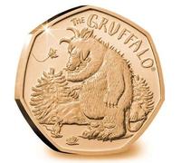 24K carat Gold Plated 2019 UK Gruffalo and Mouse BUNC 50p Fifty Pence Coin with Capsule Holder in a Pouch Wallet