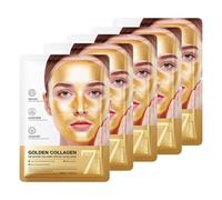 24K Gold Bio Collagen Face Mask, Anti-Ageing, Moisturising, Firming, Brightening, Fades Fine Lines, for All Skin Types (5 PCS)
