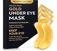24K Gold Collagen Crystal Eye Masks (10 Pairs) - Anti-Aging Under Eye Patches for Dark Circles, Puffiness & Wrinkles - Hydrating Gel Eye Pads for Firming & Brightening Skin