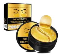 24K Gold Eye Mask, Collagen Eye Patches, Under Eye Gel Patches, Eye Masks for Puffy Eyes Dark Circles Bags Wrinkles Remover for Adults Women Men, Hydrating, Golden Pads 60PCS