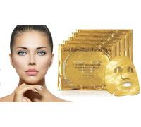 24K Gold Face Mask NATUREGURU Bio Collagen Face Mask For Anti Aging, Whitening, Puffiness, Anti Wrinkle, Moisturizing, Deep Tissue Rejuvenation and Hydrates Skin X 5Pack