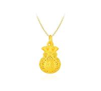 24K Gold Necklace for Women, Lucky Bag Pendant Necklace Party Jewellery Chain Length 16+2 Inch