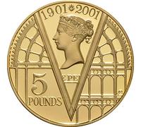 24K Gold Plated 2001 100th Anniversary Queen Victoria £5 Five Pound Coin in with Capsule Coin Holder in a Pouch Wallet