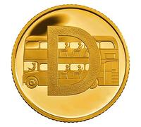 24K Gold Plated 2018 Great British A-Z Coin Hunt - Letter D - BUNC Double Decker Bus - 10p Ten Pence Brilliant Uncirculated Coin with Capsule Coin Holder in Pouch Wallet