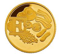 24K Gold Plated 2018 Great British A-Z Coin Hunt - Letter E - BUNC English Breakfast - 10p Ten Pence Brilliant Uncirculated Coin with Capsule Coin Holder in Pouch Wallet