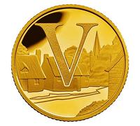 24K Gold Plated 2018 Great British A-Z Coin Hunt - Letter V - Villages - 10p Ten Pence Brilliant Uncirculated Coin with Capsule Coin Holder in Pouch Wallet