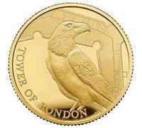 24K Gold Plated 2019 Tower of London - The Legend of the Ravens BU £5 Coin in with Airtite Capsule Holder in a Pouch Wallet