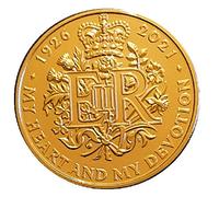 24K Gold Plated 2021 £5 coin My Heart And My Devotion The Queen's 95th Birthday in with Capsule Coin Holder in a Pouch Wallet
