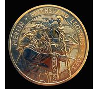 24k Gold Plated 2023 Merlin - Myths and Legends BU £5 Coin with Capsule Holder in a Pouch Wallet