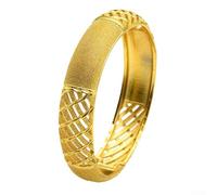 24K Gold Plated Dubai Bangle Bracelet Designed With Hinged Closure For Women Comfort Fit Wedding Bridal Evening Wear(B-36)
