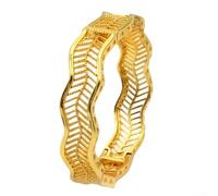 24K Gold Plated Dubai Bangle Bracelet Featuring Hinged Design for Women Enhanced Security and Smooth Operation (B-01)