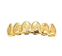 24K Gold Plated Hip Hop Teeth Grillz, Punk Custom Fit Caps Top & Bottom Grill Set Removable Mouth Grills for Gift Party Fancy(Gold,Upper teeth)