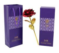 24K Gold Plated Rose Eternal Red Rose in Luxury Gift Box Artificial Rose for Valentine's Day Wedding Anniversary Birthday Gift Eternal Flowering with Beauty