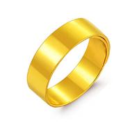 24K Pure Gold Rings Female Male Couples Get Married On The Ring Wide Smooth Wedding Marry Got Engaged Wide Ring