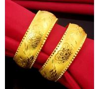 24k pure solid 999 Dragon and Phoenix Bracelet Bridal Wedding Jewelry Forever Bracelet 20x60MM for wedding