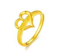 24k Yellow Ring Heart Shaped Adjustable Fine Jewelry Wedding Engagement Eternity Rings For Women