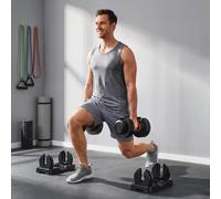 Sportnow 24Kg Adjustable Dumbbell Set Of 2, 10-In-1 Dumbbell Weights