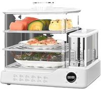 24L 3-Tier Electric Steamer | 800W Vegetable Steamer with Touch Screen & 24H Appointment, 1.5L Independent Water Tank for Family Healthy Cooking