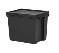 24L Heavy Duty Storage Boxes with Lids, 100% Recycled Plastic, Stackable Nestable Durable Strong Lid snaps into place and features holes to add tie-wraps for added security for Home & Office Storage