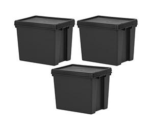 24L Litre Black Wham Bam 100% Recycled Plastic Containers Airtight Snap Lid Stackable Heavy Duty Storage Box Organizer For Toys Shoes Garage Home Office Eco-Friendly Bulk Storage Solutions (3)