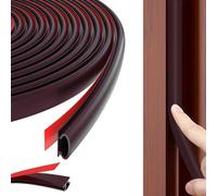 24M D-Shape Rubber Weather Stripping Door Seal Strip, Self Adhesive Soundproofing Front Door Insulation Seal Draft Excluder for 4-6mm Gap,Brown