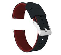 24mm Black/Crimson Red - BARTON Elite Silicone Watch Bands - Quick Release - Choose Strap Color & Width