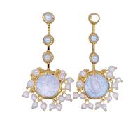 24mm Cultured White Coin Pearl Large Coin Pearl Earrings Fashion Jewelry