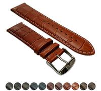 24mm Extra Long Genuine Leather Mock Croc Watch Strap Band Mens Padded SS Buckle XL Tan/White