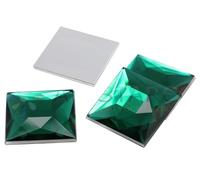24mm Flat Back Acrylic Square Gems Rhinestones Cosplay Costume Embelishments - 14 Pieces (Green Emerald A10)