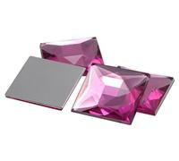 24mm Flat Back Acrylic Square Gems Rhinestones Cosplay Costume Embelishments - 14 Pieces (Pink Hot A20)
