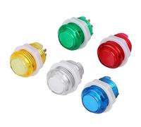 24mm Momentary Push Button Switch, 5PC 5V Jumbo LED Illuminated Push Button Self-resetting Push Button Switch with Microswitch for Coin Operated Game Projects