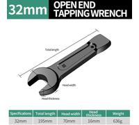 24mm Open End Striking Wrench for, High Tensile Carbon Steel Heavy Duty Single Head Spanner Tool, Reinforced Thickened Design(32MM)