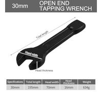 24mm Open-End Striking Wrench, Heavy-Duty Forged Carbon Steel Wrench with Thickened Tail & Rust-Resistant Blackened Finish - Professional(30MM)