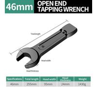 24mm Open End Striking Wrench, High Tensile Steel Single Head Spanner Hand Tool with Reinforced Design for Heavy Duty Use and Applications(46MM)