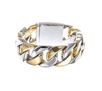 24mm Stainless Steel Men's Biker Curb Chain Bangle 8.46" Gold Silver Tone
