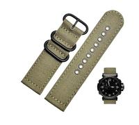 24mm Sweat-Proof Canvas Nylon Watchband fit for Casio Protrek 5571 PRW-6600y 5497 PRG-600Y 650(Army green-black)