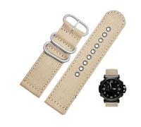 24mm Sweat-Proof Canvas Nylon Watchband fit for Casio Protrek 5571 PRW-6600y 5497 PRG-600Y 650(Khaki-steel)