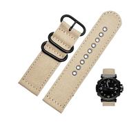 24mm Sweat-Proof Canvas Nylon Watchband fit for Casio Protrek 5571 PRW-6600y 5497 PRG-600Y 650(Khaki-Black)