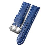 24mm Watch Band fit for Panerai Green Red Blue Cowhide Strap Stainless Steel Buckle Tools