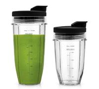 24oz & 18oz Blender Cups Replacement for Ninja Auto-iQ Blender BN750UK BN800UK BN500UK BN495UK CB100UK CB350UK TB301UK TB401UK, Ninja Blender Jug Smoothie Cup Replacement Parts with Flip Top Lids