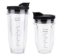 24oz/18oz Blender Cups with Flip Top Lid for Ninja Blender - Blender Cups Replacement Compatible with Ninja Blender NC300UK BN750UK BN800UK BN495UK CB350UK CB150UK CB100UK, 2 Pack