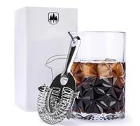 24oz/ 700ml Cocktail Mixing Glass & Strainer Set, Raisaplin Thick Bottom Seamless Crystal Martini Cocktail Stirring Pitcher Glass Old Fashioned Bartender Tool Gift for Wedding Birthday Father's Day