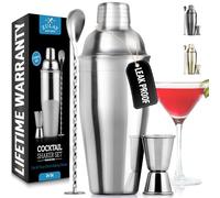 24oz 750ml Cocktail Shaker Set Stainless Steel, Martini Shaker Set With Built In Strainer, Double Sided Jigger & Combo Muddler Mixing Spoon - Mixed Drink Shaker - Pro Margarita mixer - By Zulay