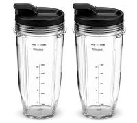 24OZ Cup for Compatible with Nutri Ninja Blender Replacement Parts with Spout Lids for Compatible with Nutri Ninja Blenders 900W BL450 and 1000W Auto-iQ BL480 BL482 BL482-30 BL682 (2Pack) by Poweka