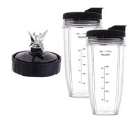 24Oz Cups with to-Go Lids, 7 Fins Extractor Blade, Compatible for Ninja，Compatible for Nutri，Auto IQ BN801 SS101 BL480-30 BL641 BL642-30 Blender