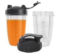 24OZ Replacement Cups Compatible with Nutribullet 600w/900w Blender Accessories by Poweka 18OZ 24OZ 32OZ Cup with Flip Top to-Go Lid Rubber Gaskets