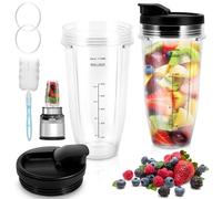 24oz Replacement Cups with Flip Top to-go Lid for Ninja Blender - 2 Pack Blender Replacement Parts Compatible with Nutri Ninja Blenders Auto iQ BL480 BL482 BL642 BL682 NN102