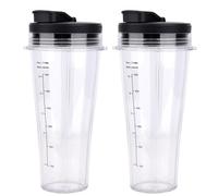 24oz Replacement Cups with Flip Top to-go Lid for Ninja Blender, 2 Pack | Detachable and Portable Blender Cups Compatible with Ninja Blender NC300UK BN750UK BN800UK BN495UK CB350UK CB150UK CB100UK